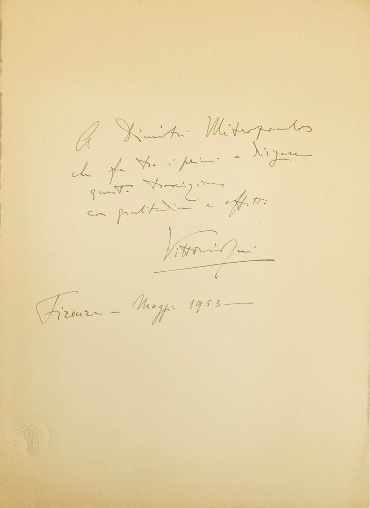 GUI, Vittorio. "Preludio, Aria e Finale" – Inscribed by Gui to MITROPOULOS