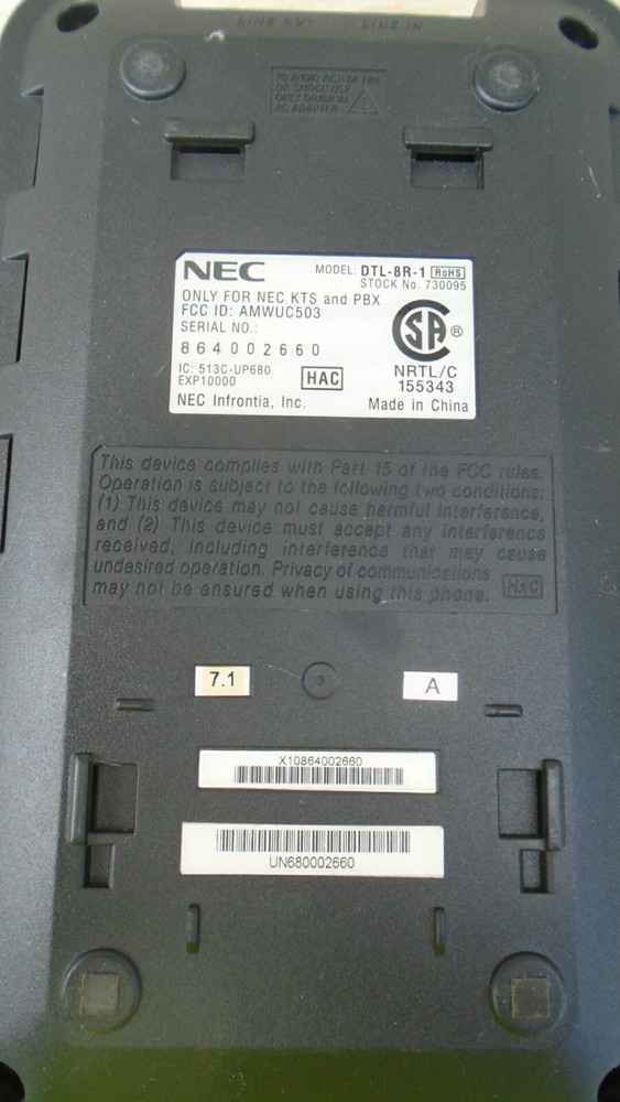 NEC DTL-8R-1 Phone System Digital Base no AC Adapter | POWERS ON