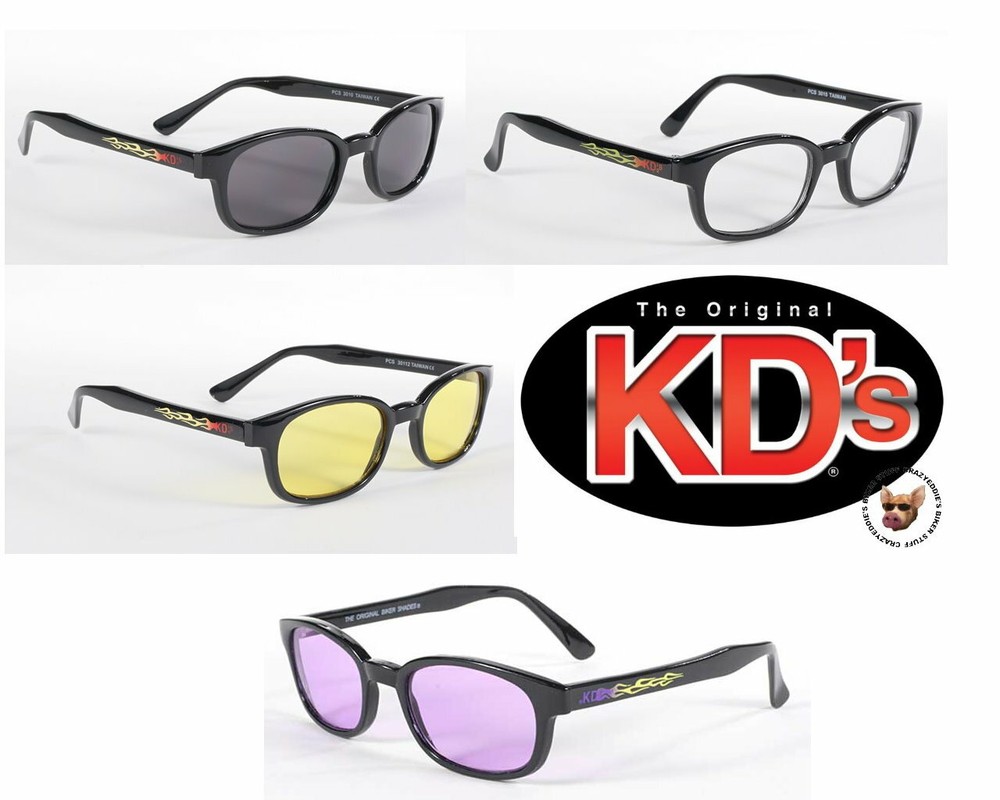 ORIGINAL FLAME KD’S BIKER SUNGLASSES FREE SOFT CASE FLAME FRAME ASSORTED LENS
