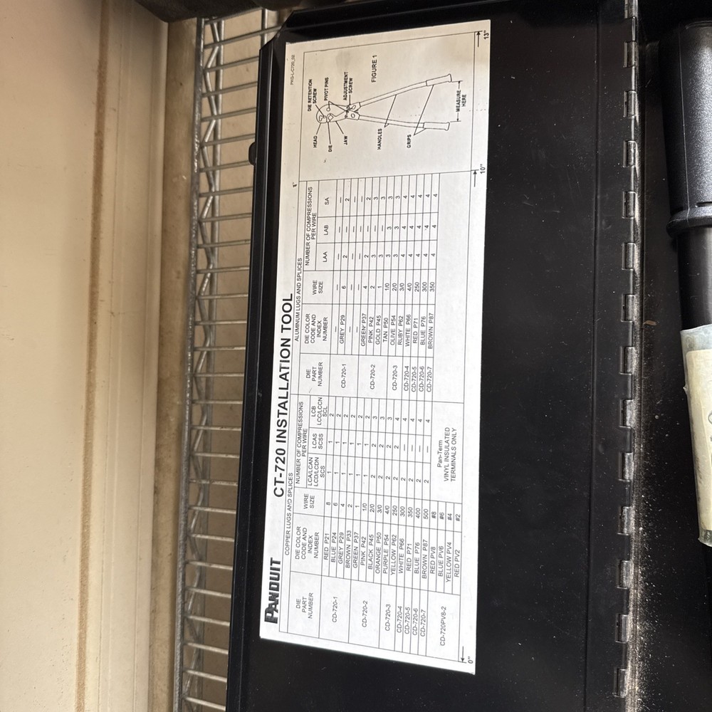 Panduit CT-720Compression Connector Crimping Tool Original Case+ complete Dies