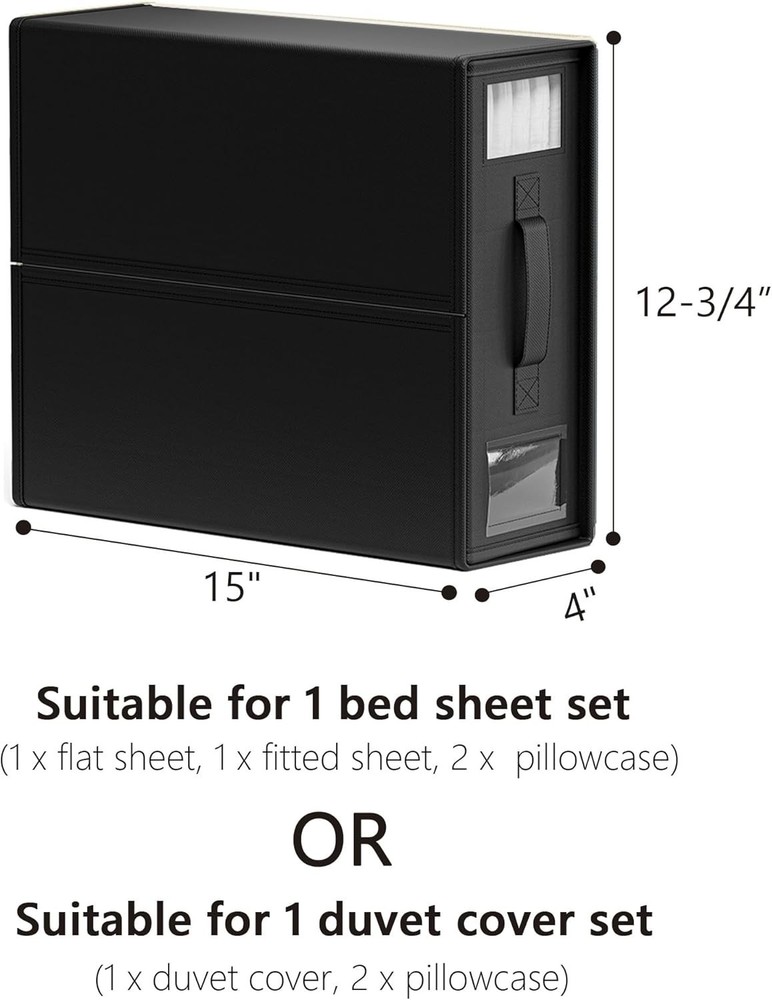 Sheet Organizers & Storage 6 Pack Foldable Linen Closet Organizer Black