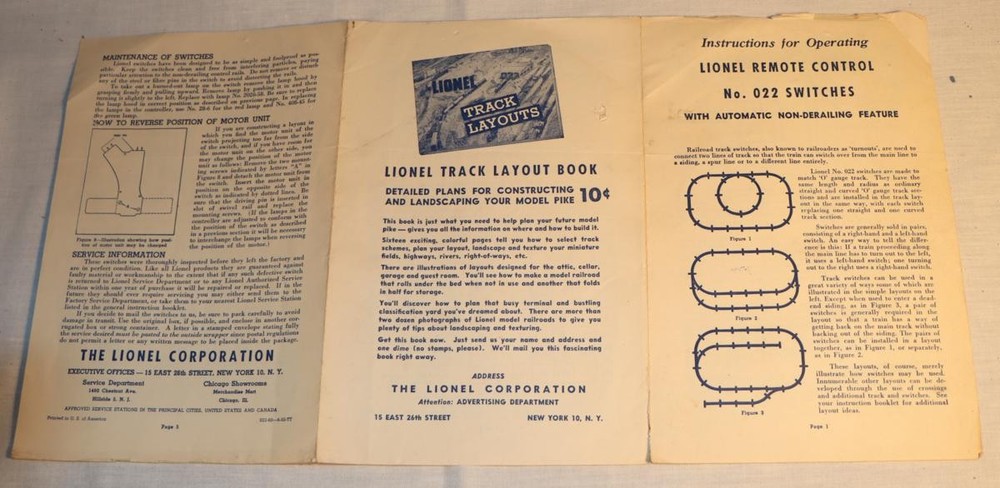 Instructions For Operating Lionel Remote Control No. O22 Switches #2