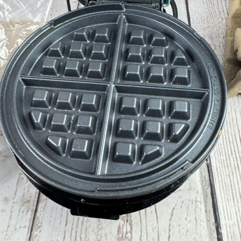 Dash Express Full Size Waffle Maker Aqua 8 Inch Dual Nonstick Waffles Used