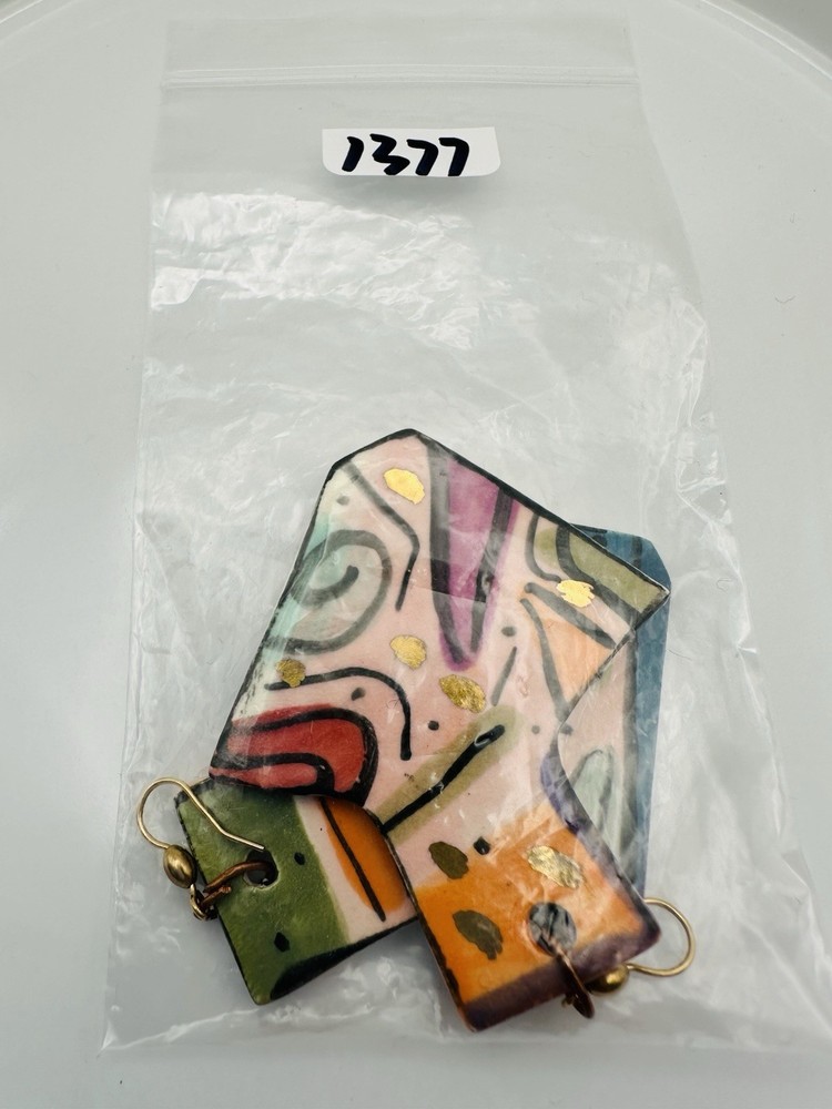 Handmade painted ceramic Earrings Large