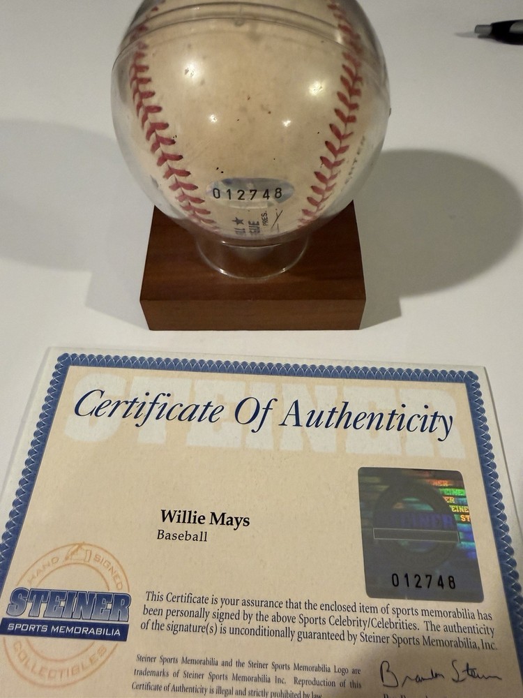 Willie Mays Signed Baseball With Steiner COA