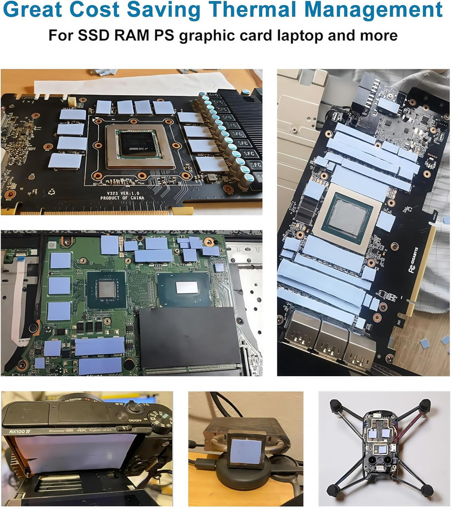 12-Pack Thermal Conductive Silicone Pads for SSD, CPU, GPU, IC Chipset Cooling -