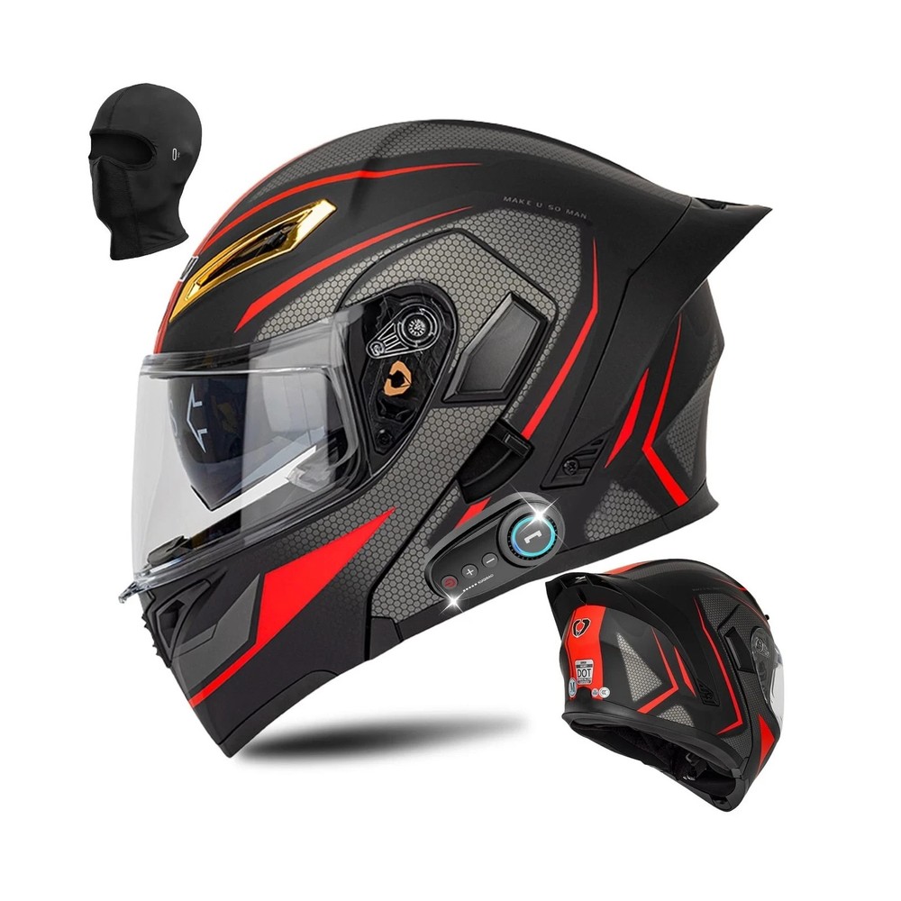 Bluetooth Modular Motorcycle Helmet DOT Certified Flip Up Full Face Integrate...