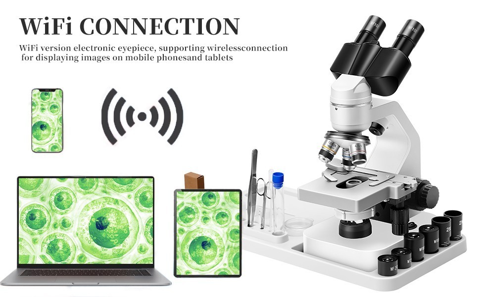 2000X zoom binocular optical microscope with electronic eyepiece, laboratory bin