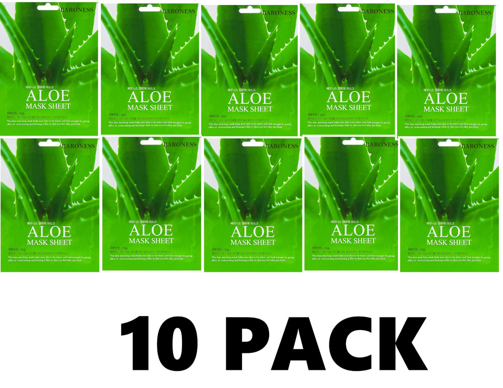 Baroness ALOE Mask Sheet 10 Sheets - 10 PACK Elastic Moisturizing Hydrate