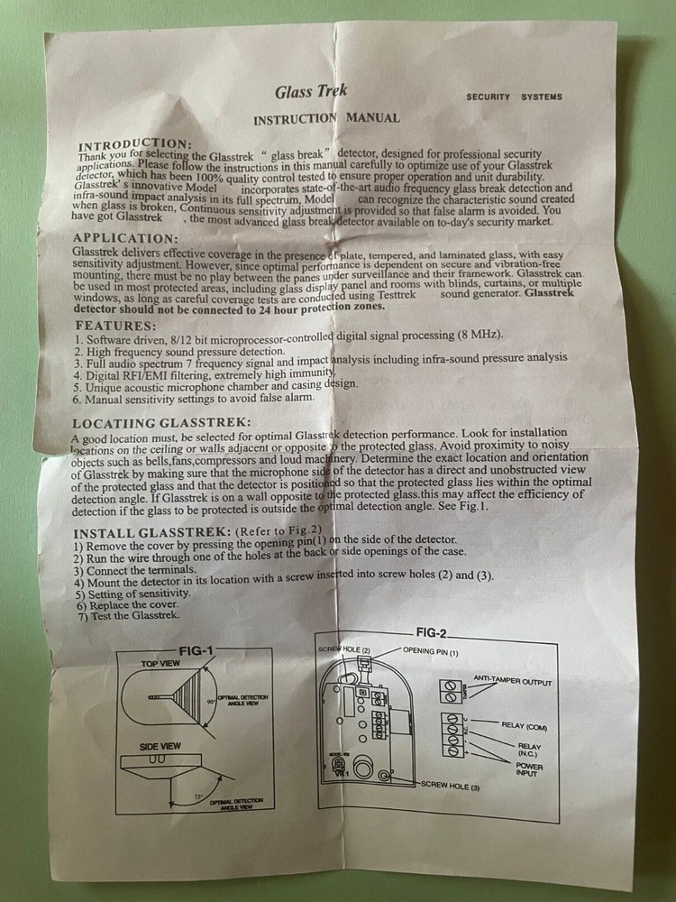Paradox Security Systems - Glass Trek - detector