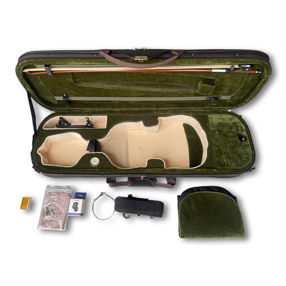 Portable 4 String Violin Kit 4/4 Full Size Solid wood Tiger Pattern With Case