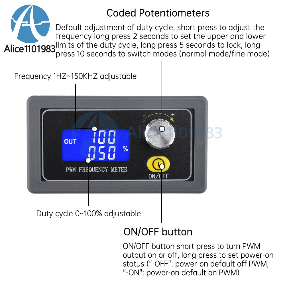 Signal Generator Module Adjustable PWM Pulse Frequency Duty Cycle Square Wave