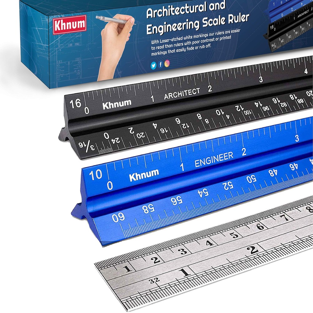 12-Inch Architectural and Engineering Scale Ruler Set (Imperial) | Black