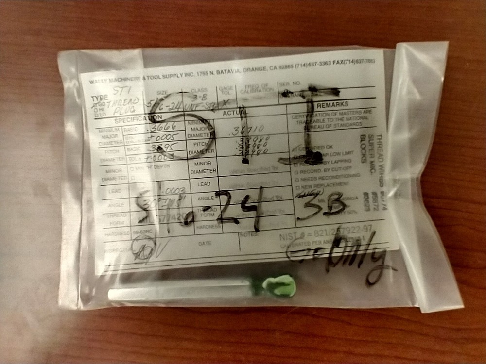 5/16 - 24 3B THREAD PLUG GO GAGE .3395