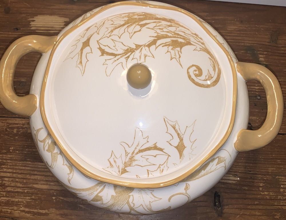 Reba Harmony for the Home Soup Terrine, Scroll Leaf Design With Tags