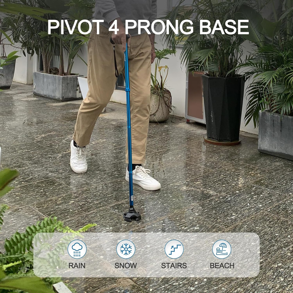 Walking Cane for Men & Women - Foldable, Adjustable, Lightweight, Self Standing