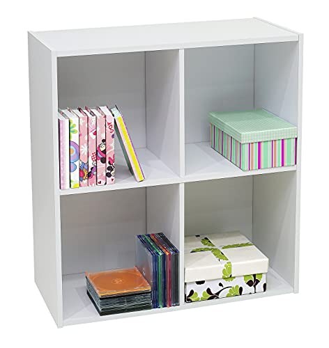 - 4-Cube Bookcase, Unit Shelf, Storage Organizer White
