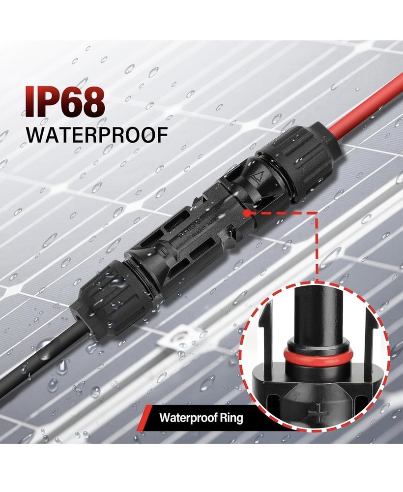 Solar Connectors Cable for 2 Solar Panels,IP68 Waterproof Y Branch