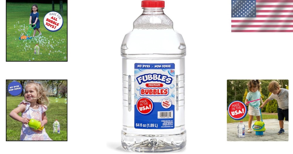 64oz Fubbles Non-Toxic Bubble Solution - Perfect Refill for Bubble Machines