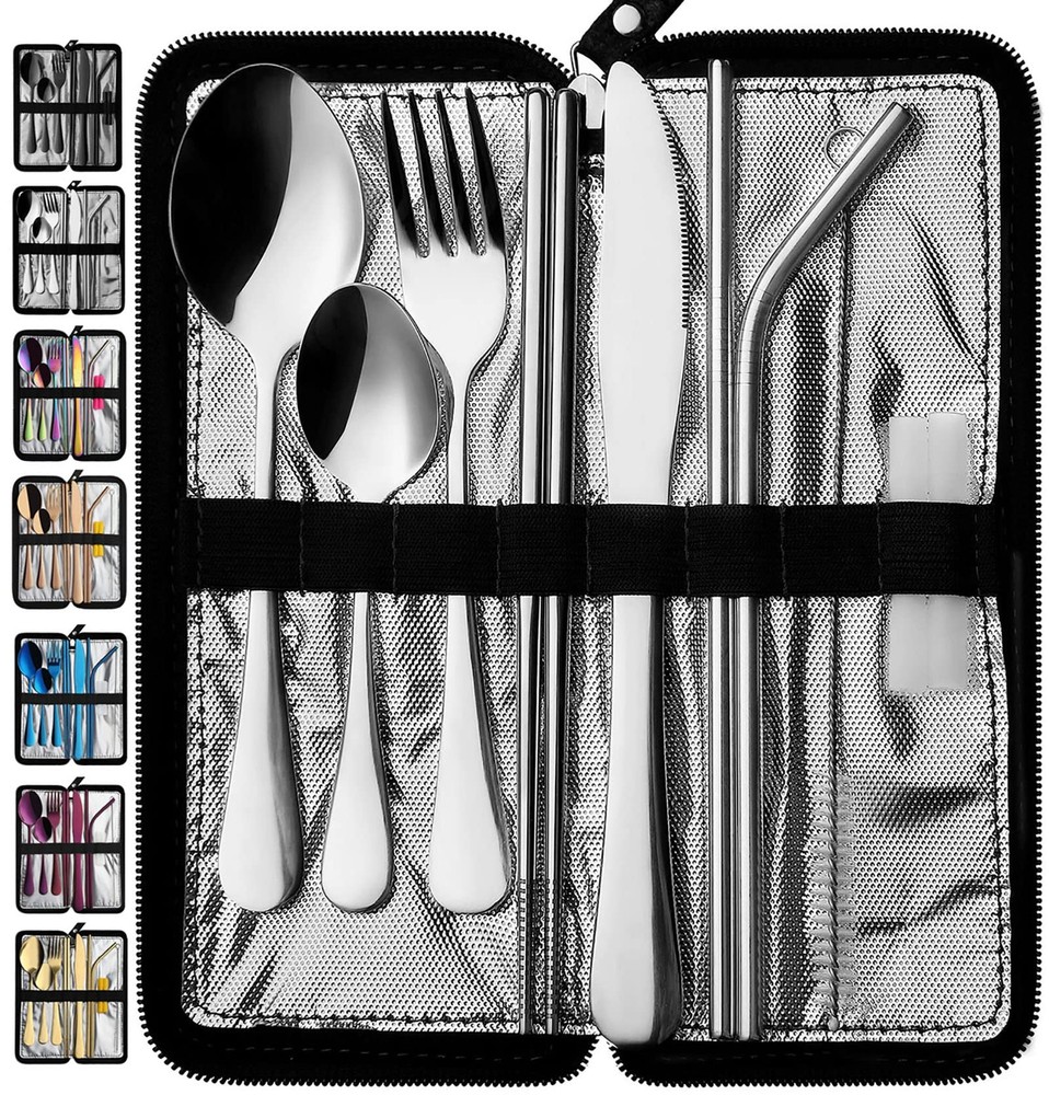 Portable Travel Utensils Reusable Silverware With Case For Fixing Tableware 9 Pi