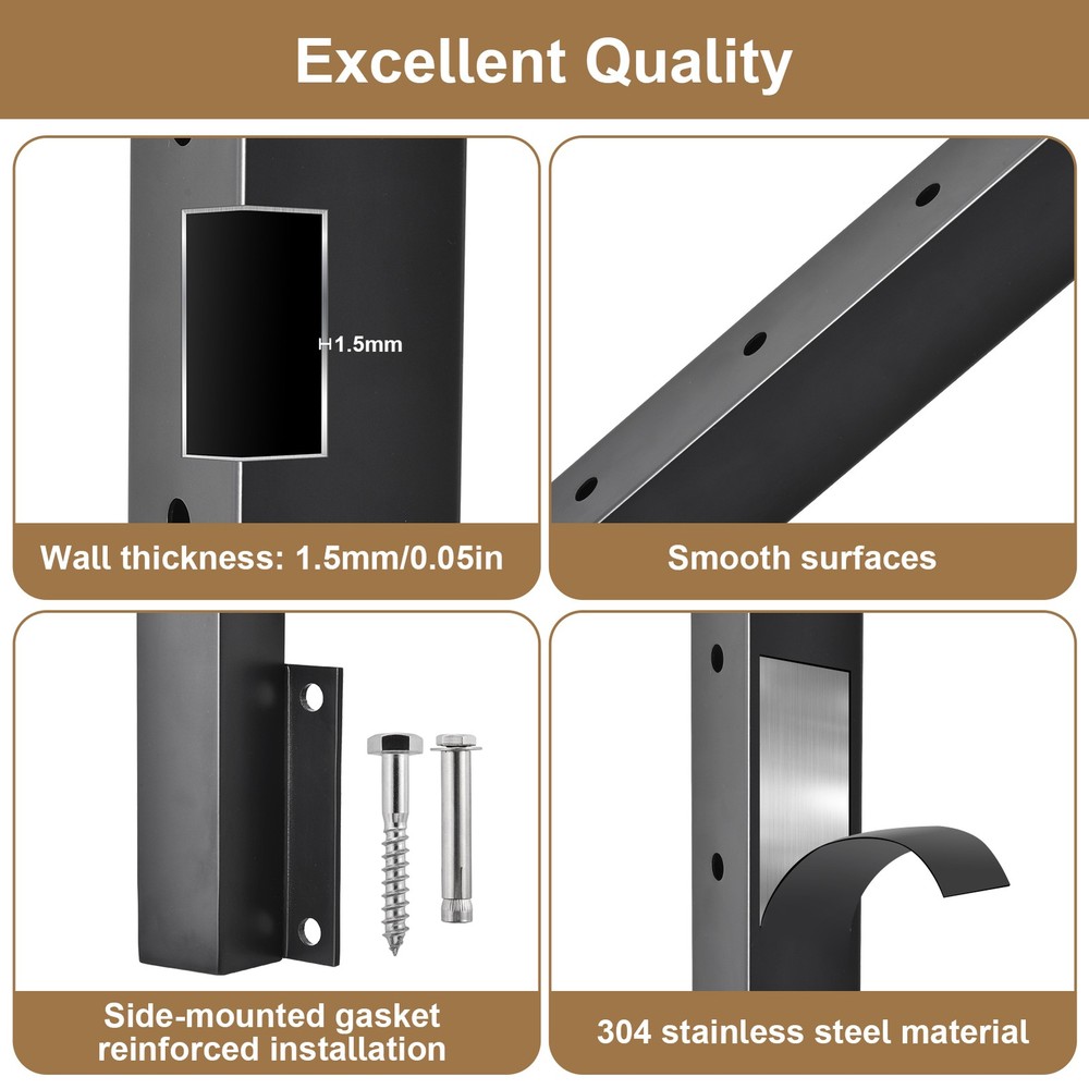 Modular Black Side Mount Cable Railing Kit 38 Inch Level Post Kit