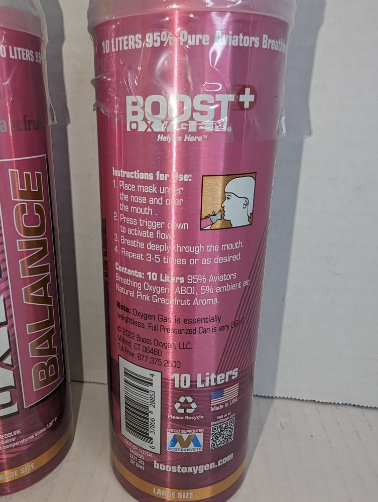 Boost Oxygen Balance Supplemental Oxygen - 10 Liter - Pink Grapefruit - 3 Pack