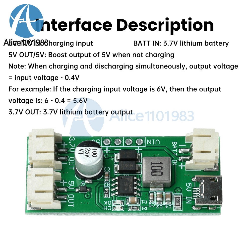 TP5400 1A Li-ion Battery Charging Module 5V Boost Control Module for Power Bank