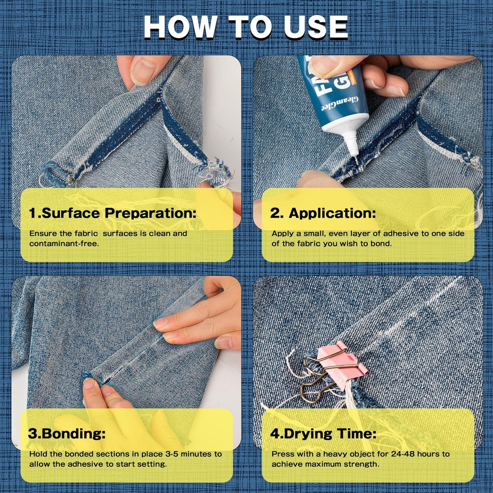 Fabric Glue Permanent, 100ml Extra Strong Fabric Adhesive, Washable Clear Clothi