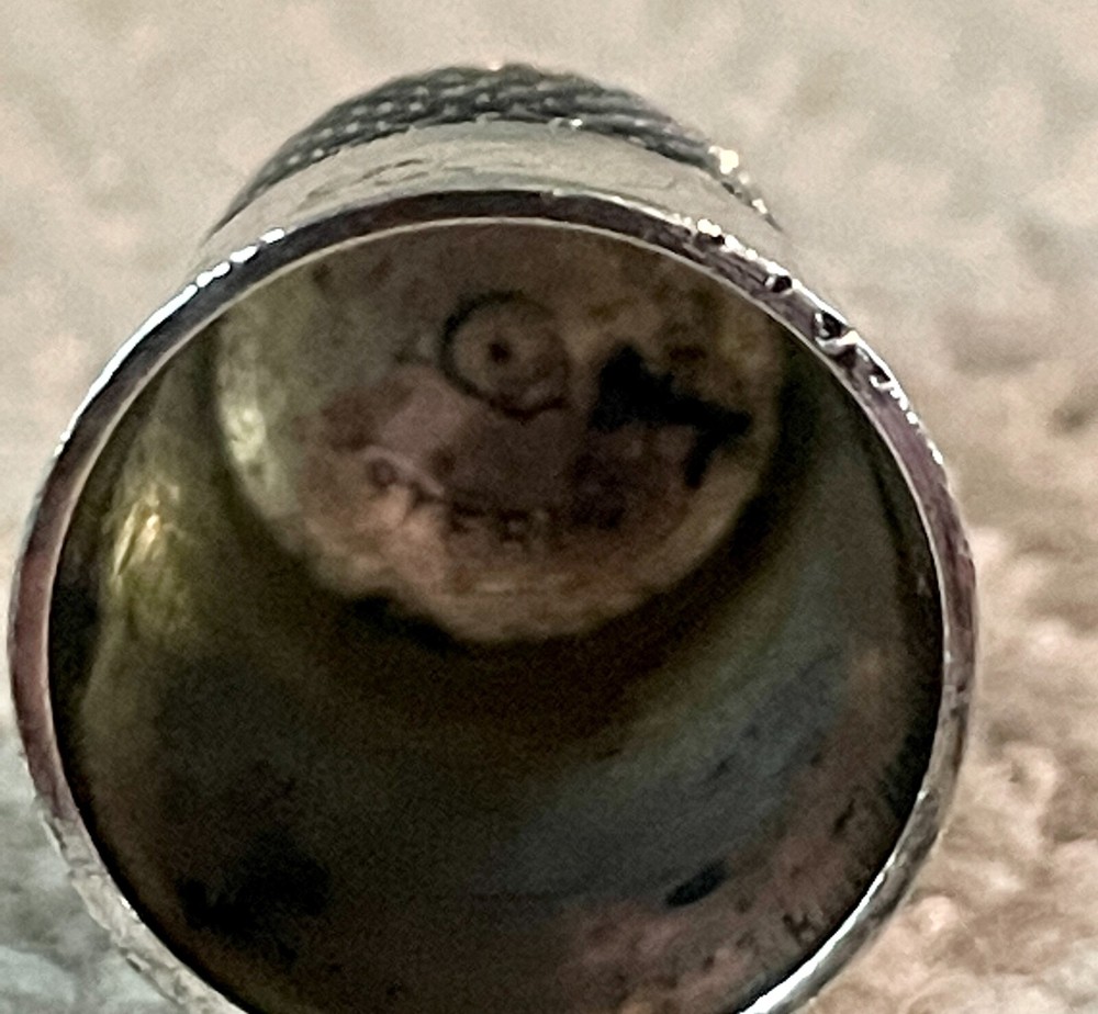 Vintage #8 Sterling Silver Thimble, Monogrammed, Marked