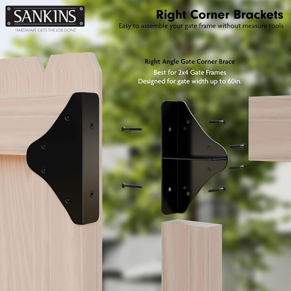 Anti Sag Gate Frame Kit Hardware, 90 Degree Right Angle Gate Hinges, Gate Fence