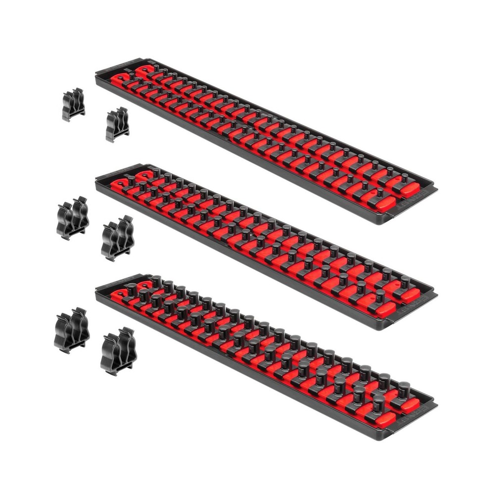 ERNST Socket Boss Combo 3-Pack Tool Organizer with Twist-Lock Technology, Red...