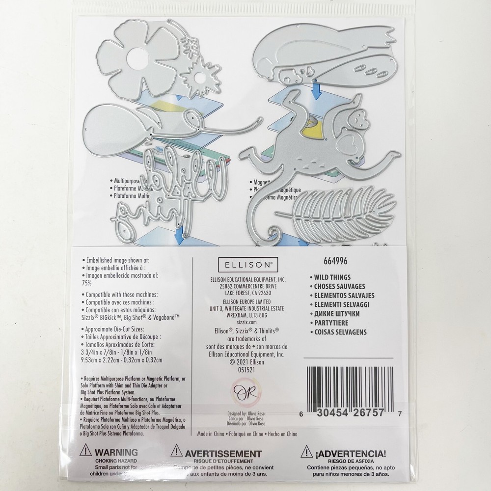Sizzix Thinlits Summer Vacation Party Cutting Dies Bundle 3-D Impresslits Seals