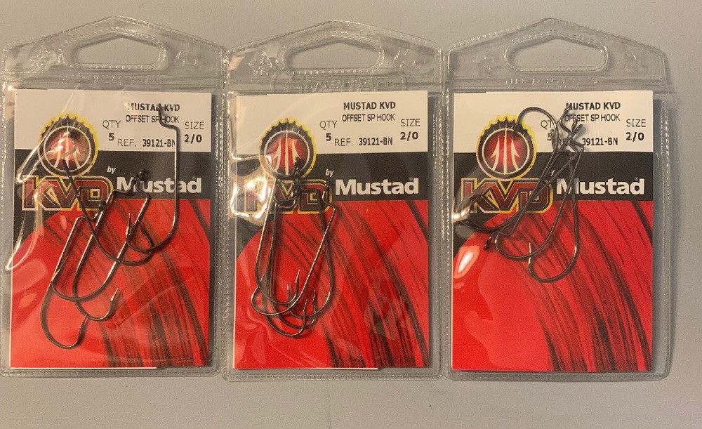 3 Packs Mustad KVD Offset Soft Plastics Hooks 2/0