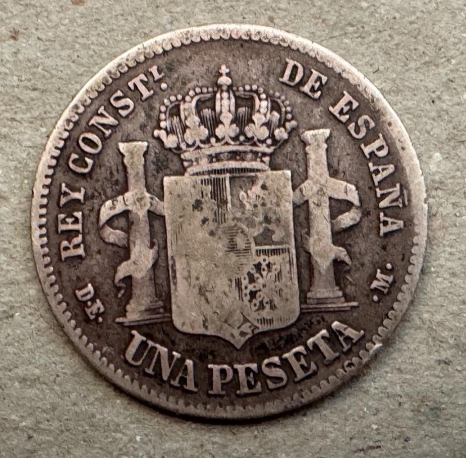 Spain, Peseta, 1876 (76) DE-M, KM#672
