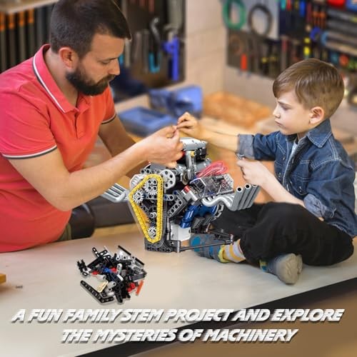 V8 Engine Building Set,Build Your Own Mini Engine That Works, Physical Science