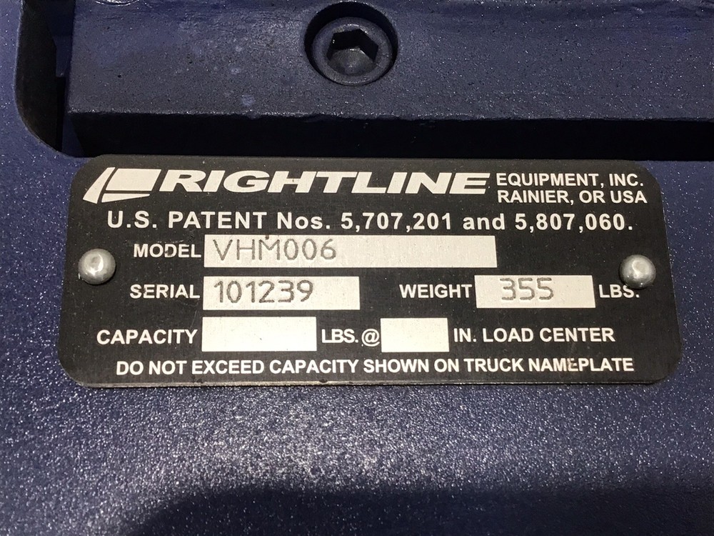 RIGHTLINE VHM006 FORKLIFT BARREL HOLD DOWN ATTACHMENT