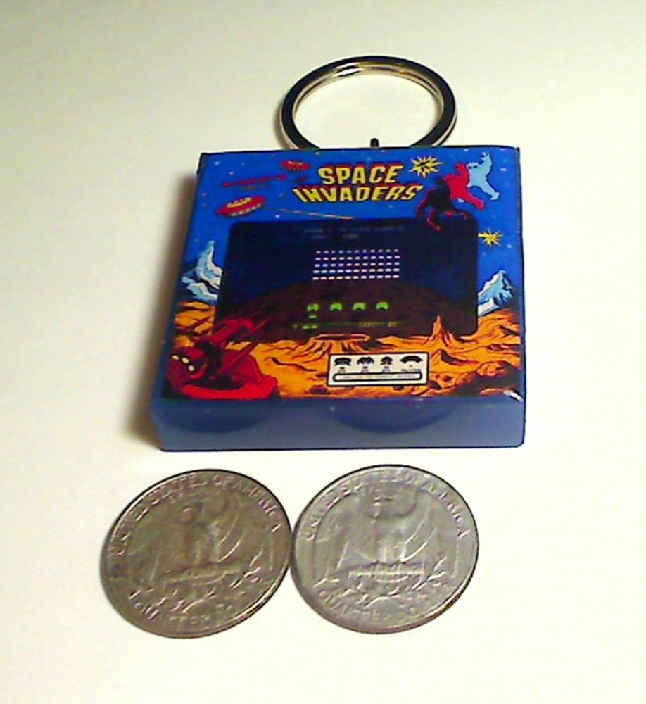 Space Invaders Arcade Coin Door accessory Keychain