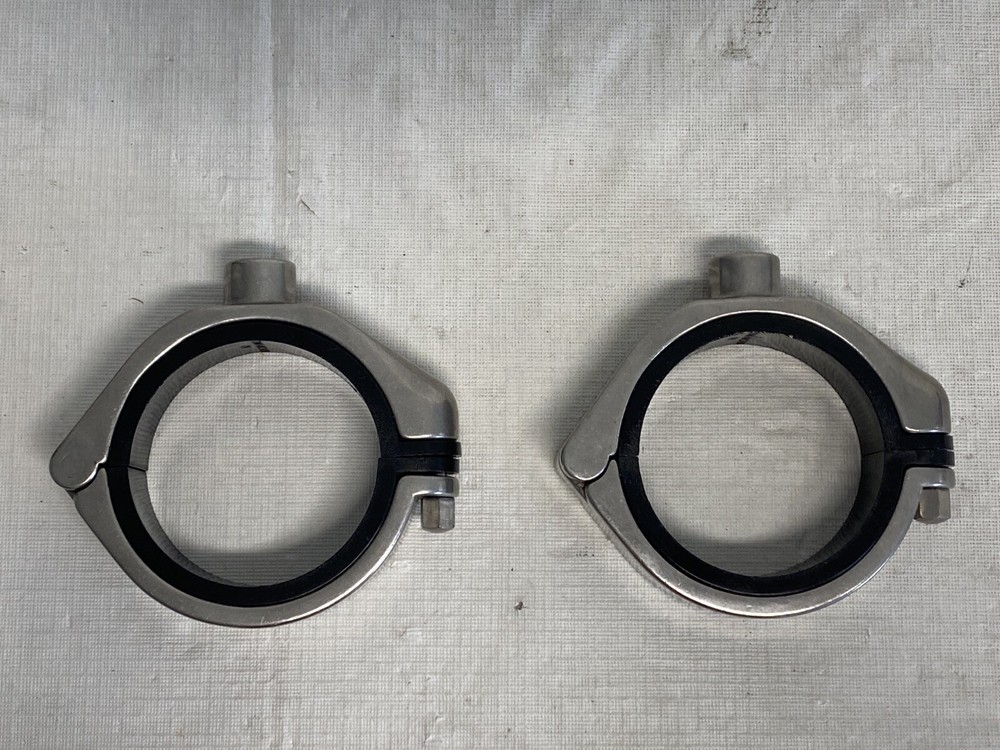 (2 Pc) BEHRINGER 70mm 3/8” Threaded Anchor Sanitary Split Ring Pipe Clamps