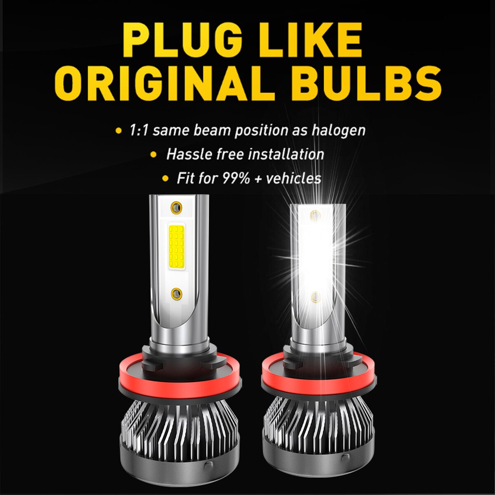 Pair H11 LED Headlight Kit Low Beam Bulb Super Bright 6500K White 1000000LM