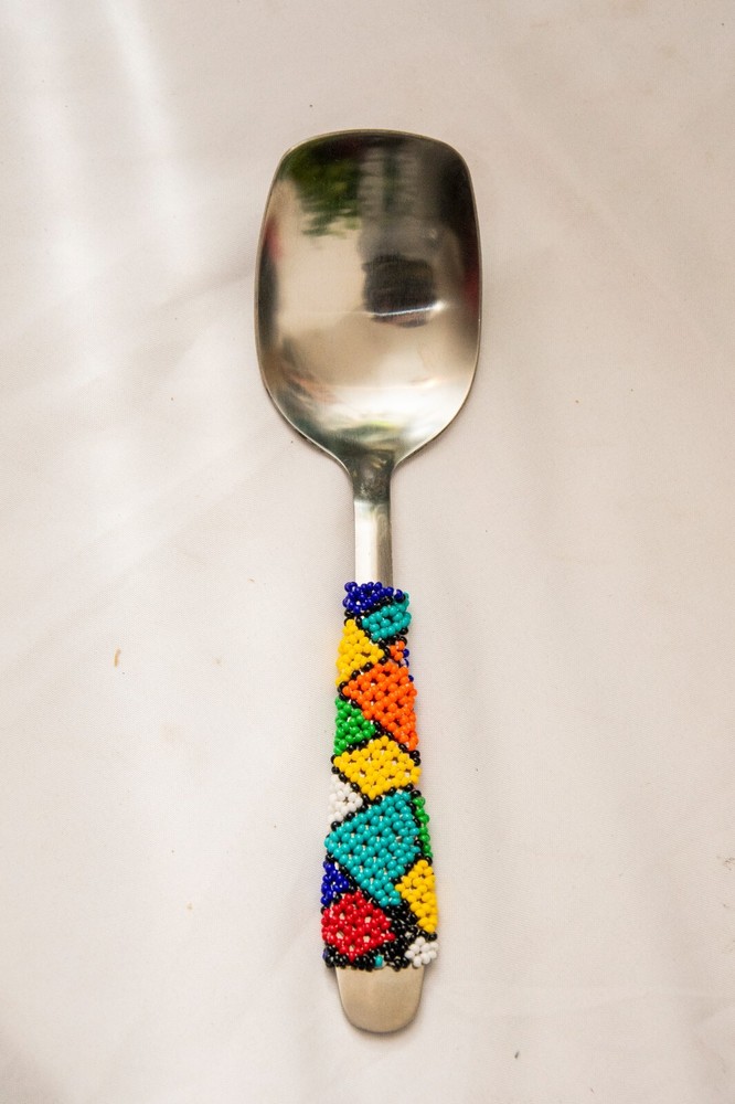 stainless steel beaded dishing spoon