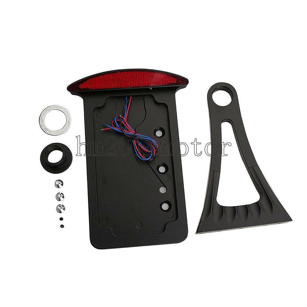 Black Vertical Side Mount License Plate Bracket Tail Light for Harley-Davidson