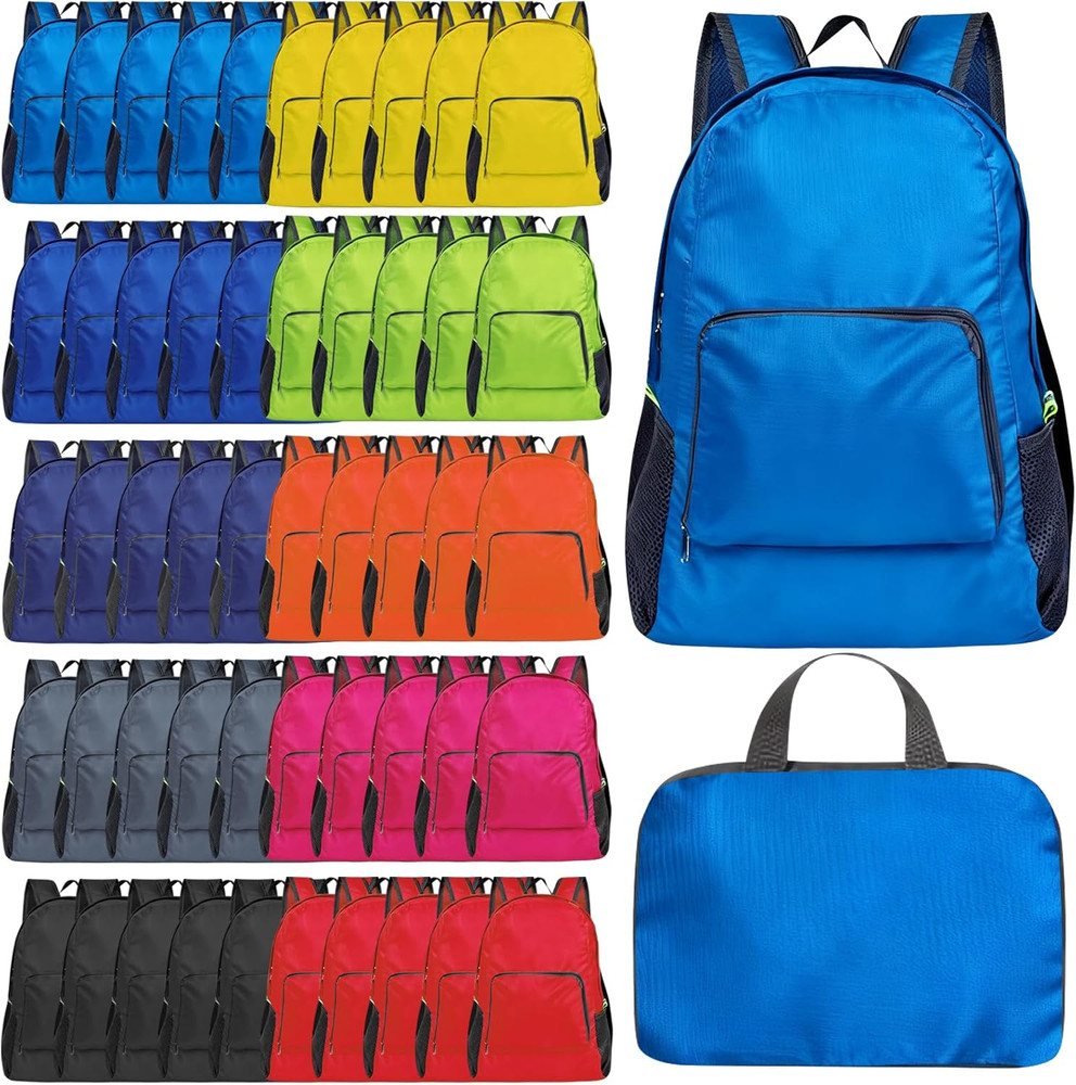 50 Pack Lightweight Foldable Backpacks - Perfect for Travel & Events