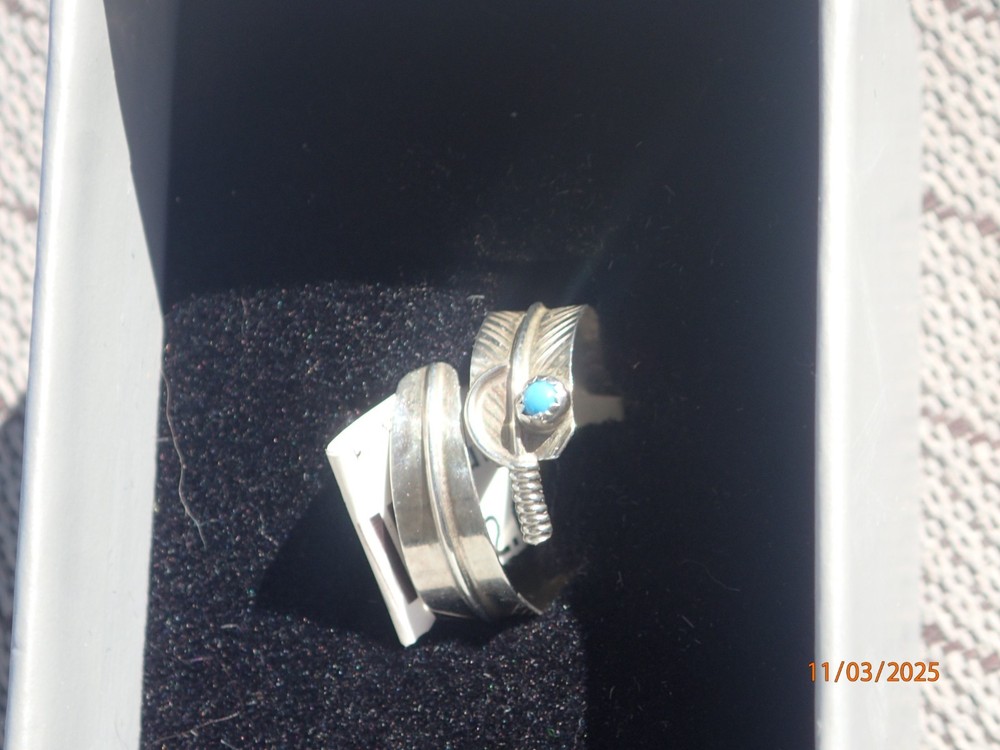 Chaco Canyon Sterling Silver Sleeping Beauty Turquoise "Feather" Ring