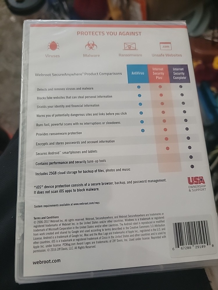 WEBROOT Secure Anywhere Internet Security Plus 3 Devices Antivirus Mobile PC Mac