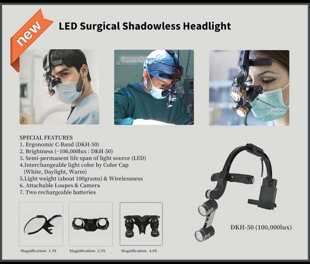 LED Dr. Kim Surgical Headlight Original, Including: Headlight, Case, 2 Bat.