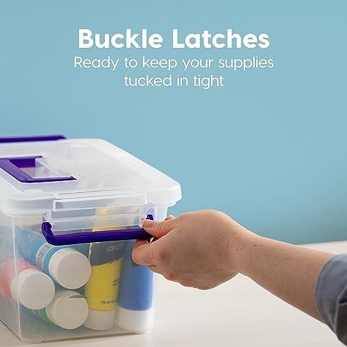 5 Qt. Plastic Craft Storage Container Bins with 5 Qt. - 6 Pack STACK & CARRY