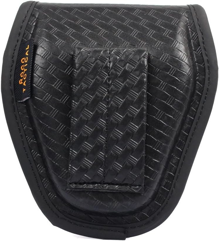 Covered Handcuff Case, Molded Hiddend Snap One Size, Basketweave Cuff Case