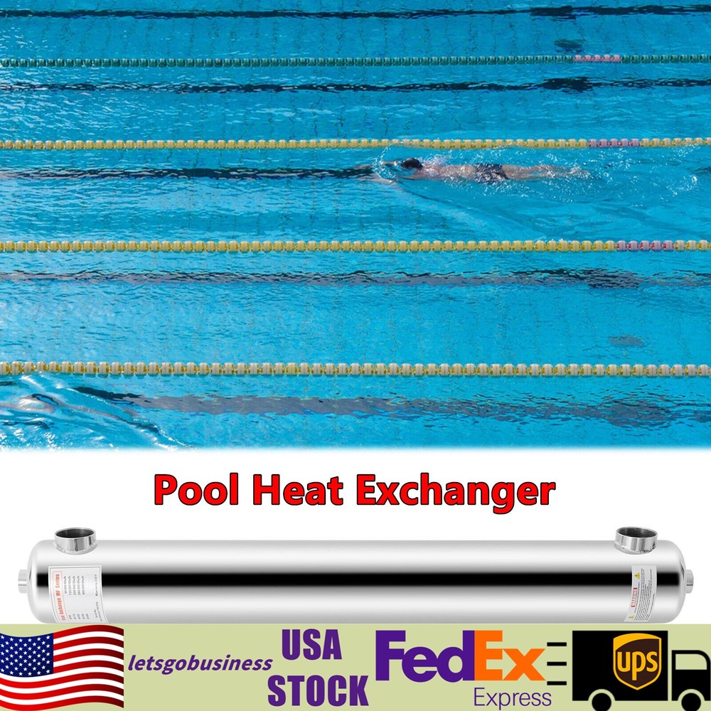Pool Heat Exchanger PoolSpa Heat Exchanger for Swimming Pool 2"+ 1 1/2"FPT
