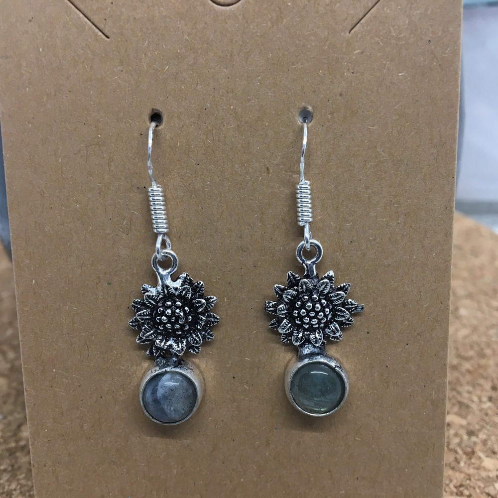1.5” Gemstone 925 Silver Plated Handmade Dangle Hook Earring Set New 3943