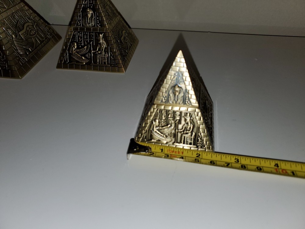 Metal Egyptian Pyramids Sculptures Set (3 Pcs)
